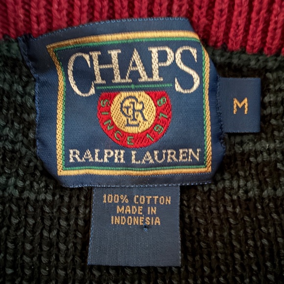 CHAPS Ralph Lauren Plaid Mens Pullover Sweater Moose Green Black - Picture 2 of 9